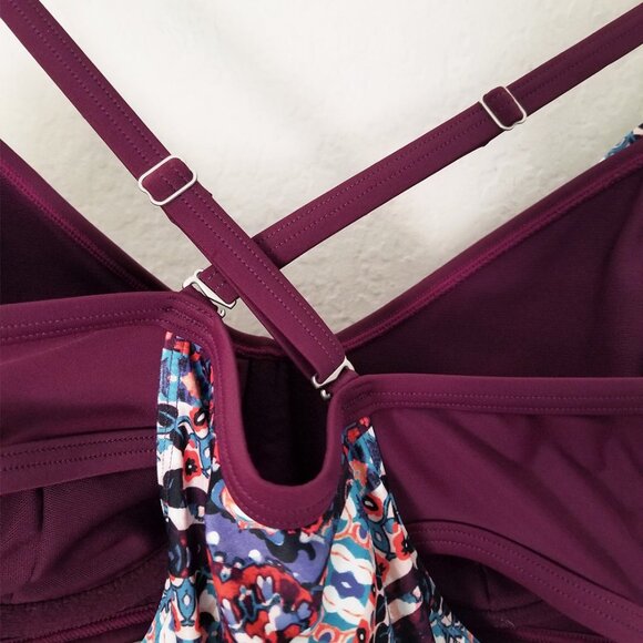 Athleta Marrakesh Side Scrunch Tankini Swim Top Mini Dress Wired 38 D/DD UPF 50+ - Picture 13 of 16